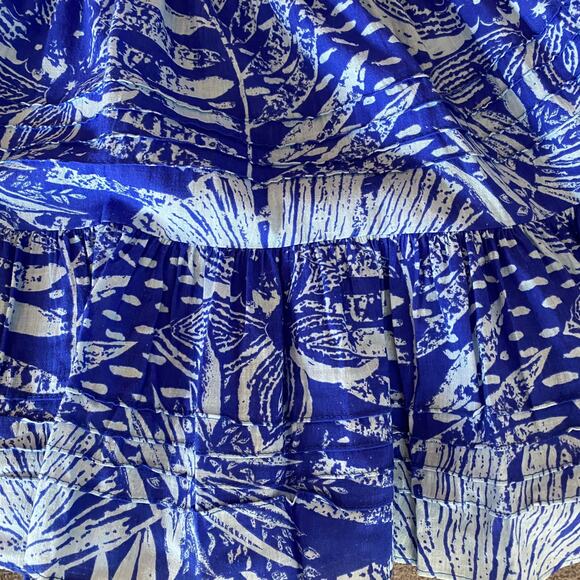 Vtg 80s 90s Two Potato Laguna Beach Midi Tiered Muumuu Dress XS Cotton Blue NOS - Picture 11 of 16